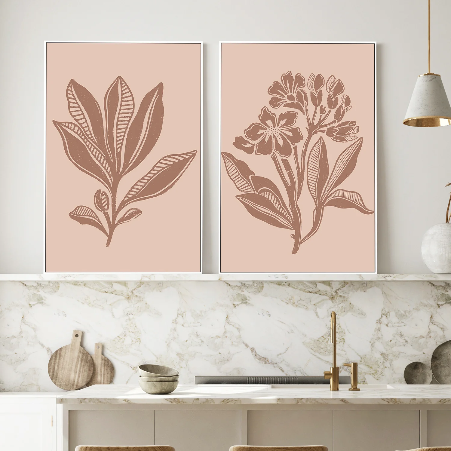 Mocha Foliage & Mocha Florals, Set Of 2 - Image 2