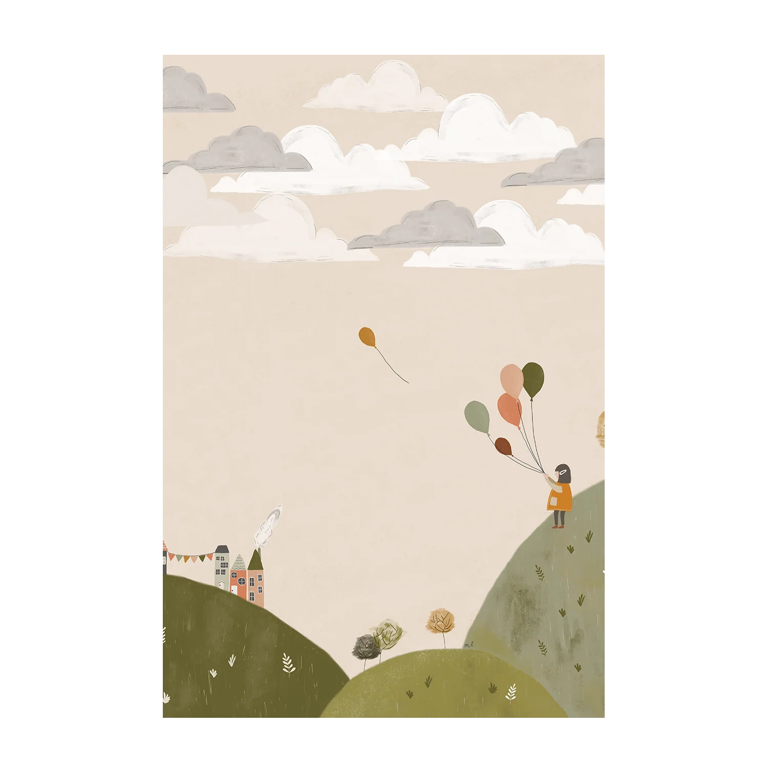 Mountains Walk and Pink Hot Air Balloon, Set Of 2 - Image 7