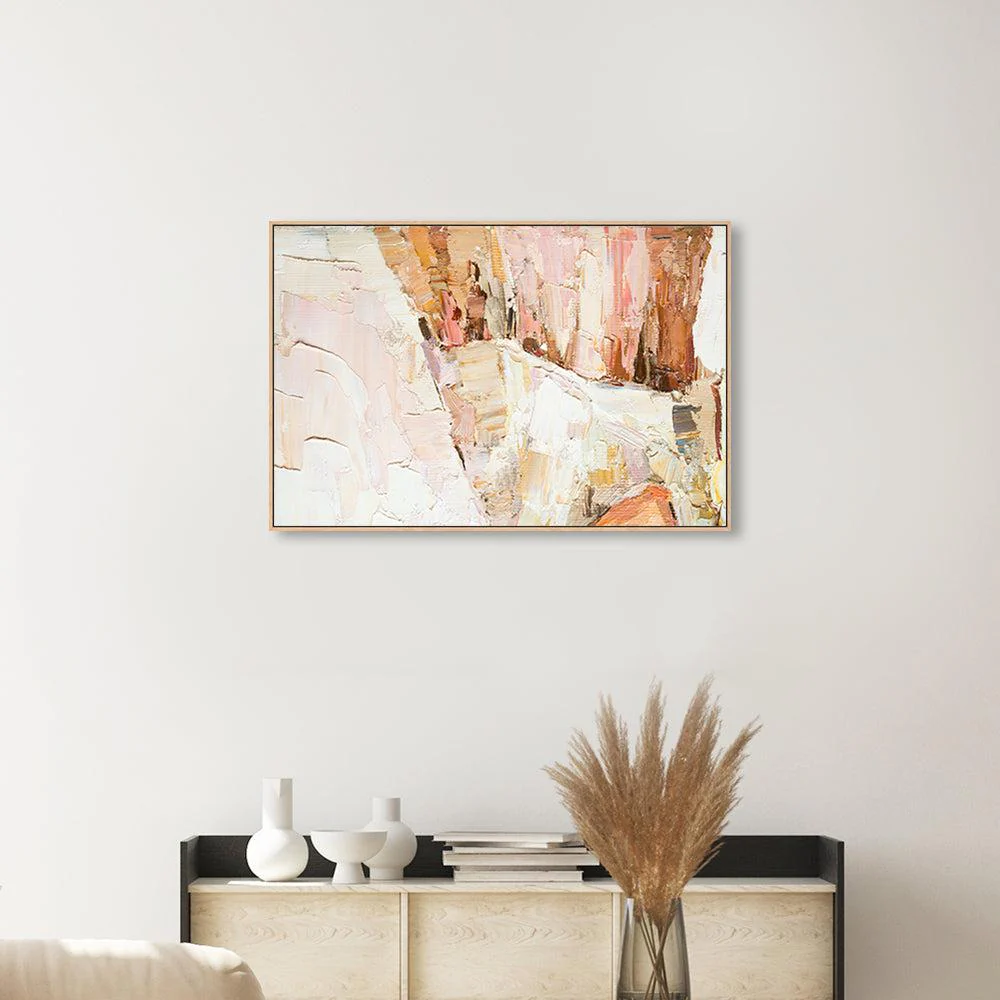 Mustard and Pink Abstract , Hand-painted Canvas - Image 2