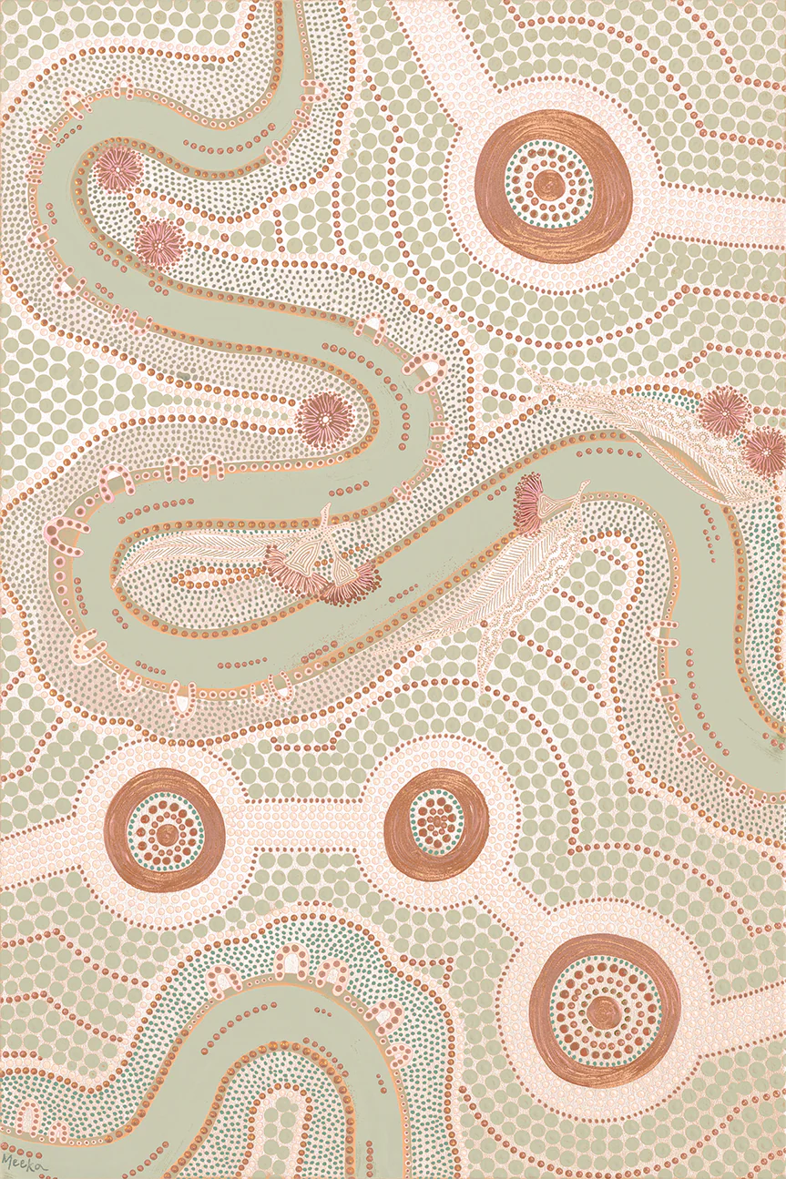 Native Journey, Pastel Green And Pink