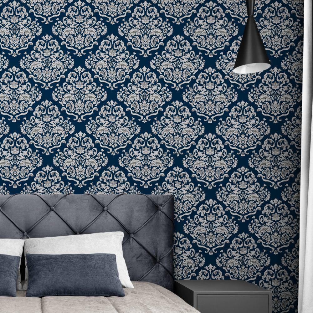 Navy Traditional Pattern  Wallpaper - Image 2