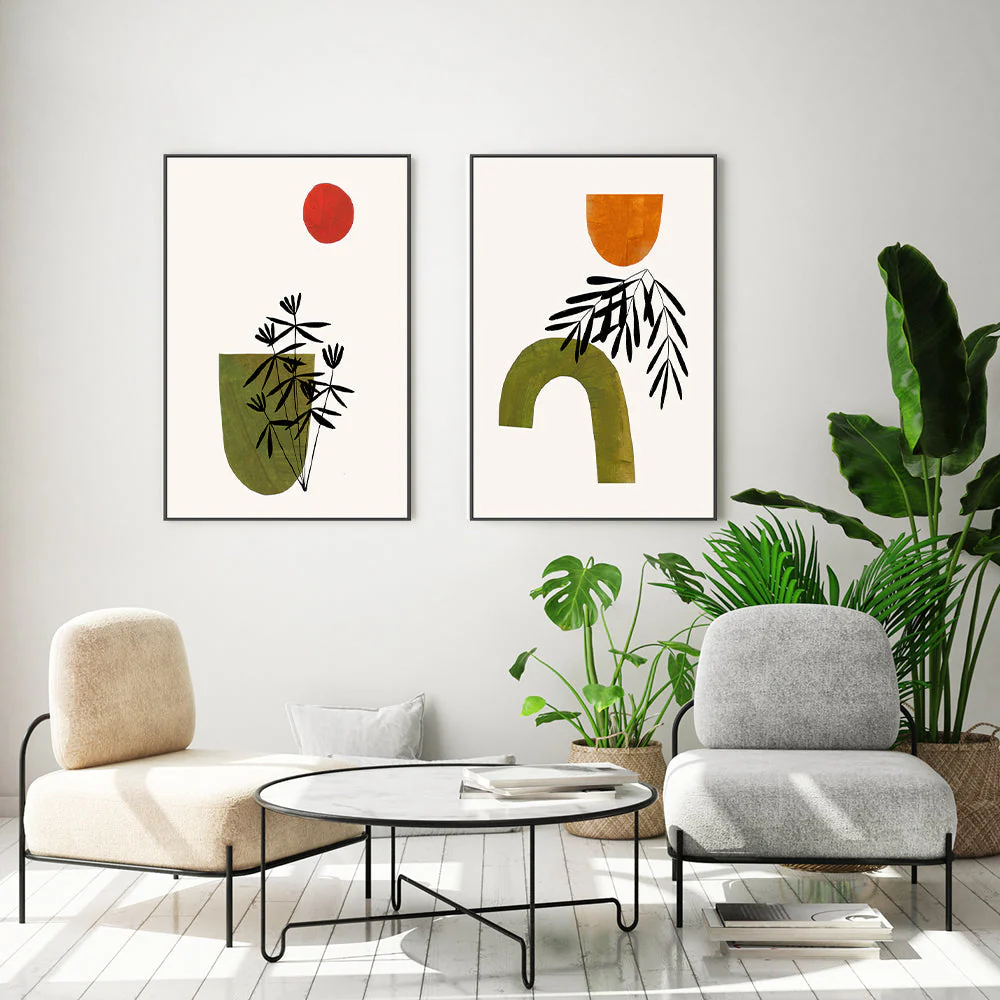 Olive Abstract Garden, Set Of 2 - Image 2