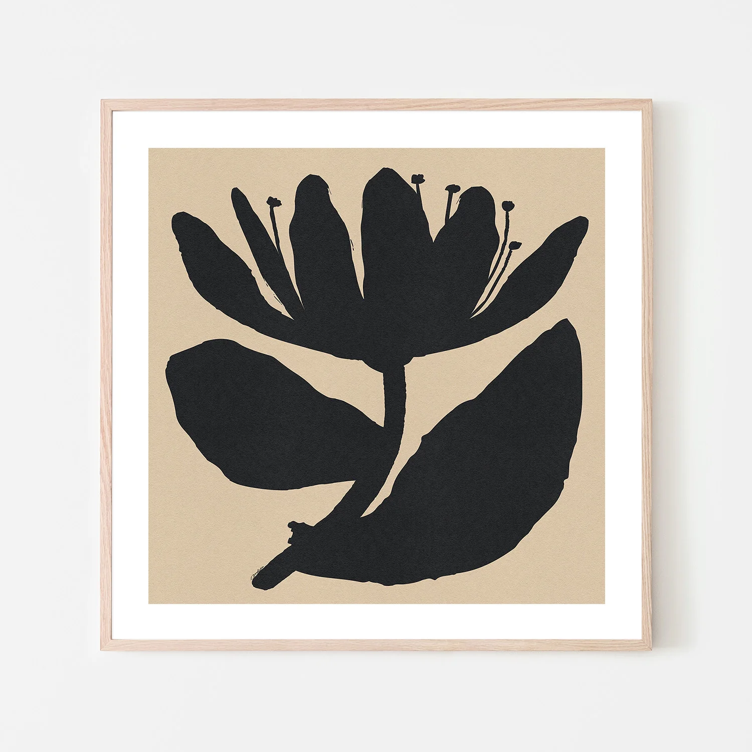 Open Black Flower On Beige - Image 6