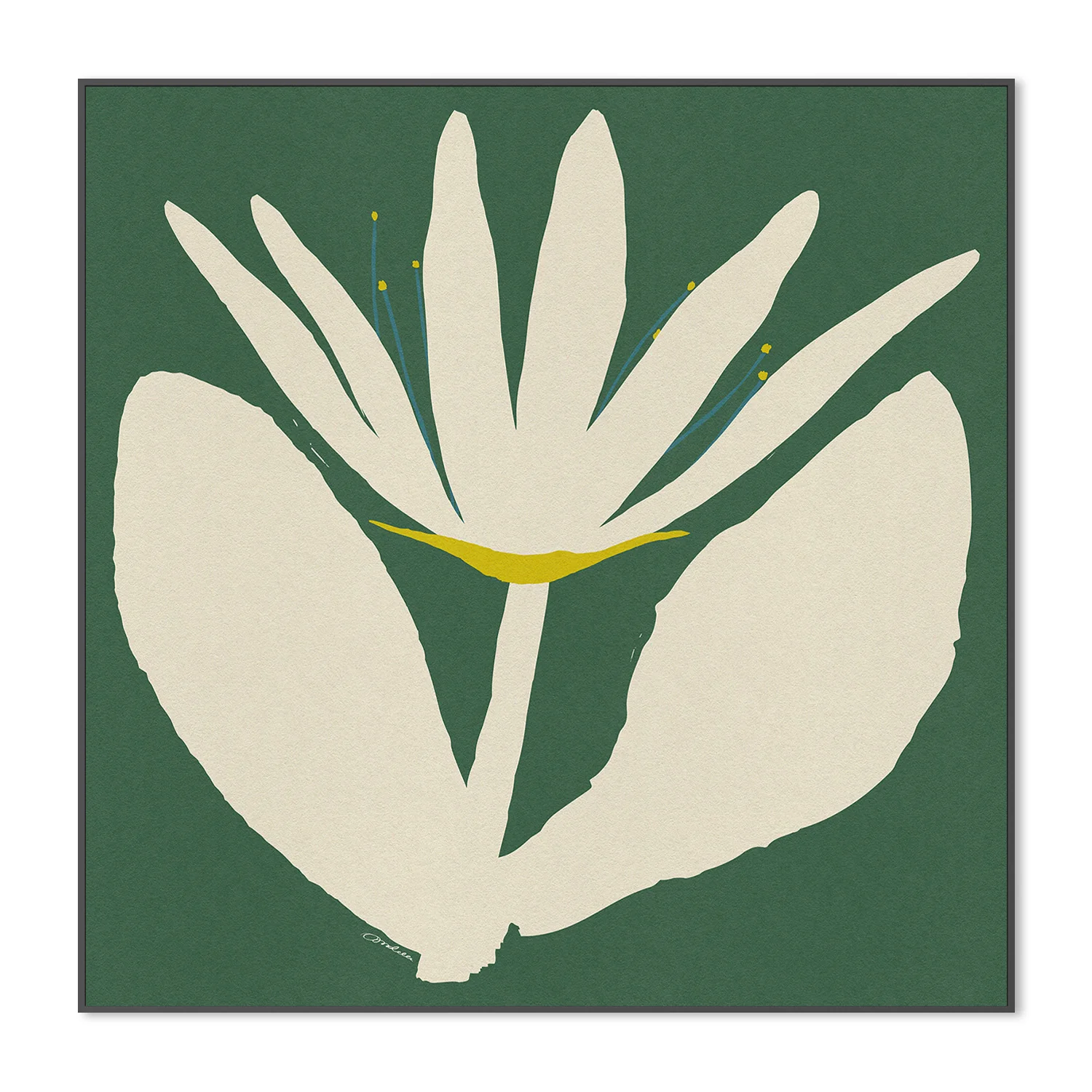 Open Cream Flower On Green - Image 3