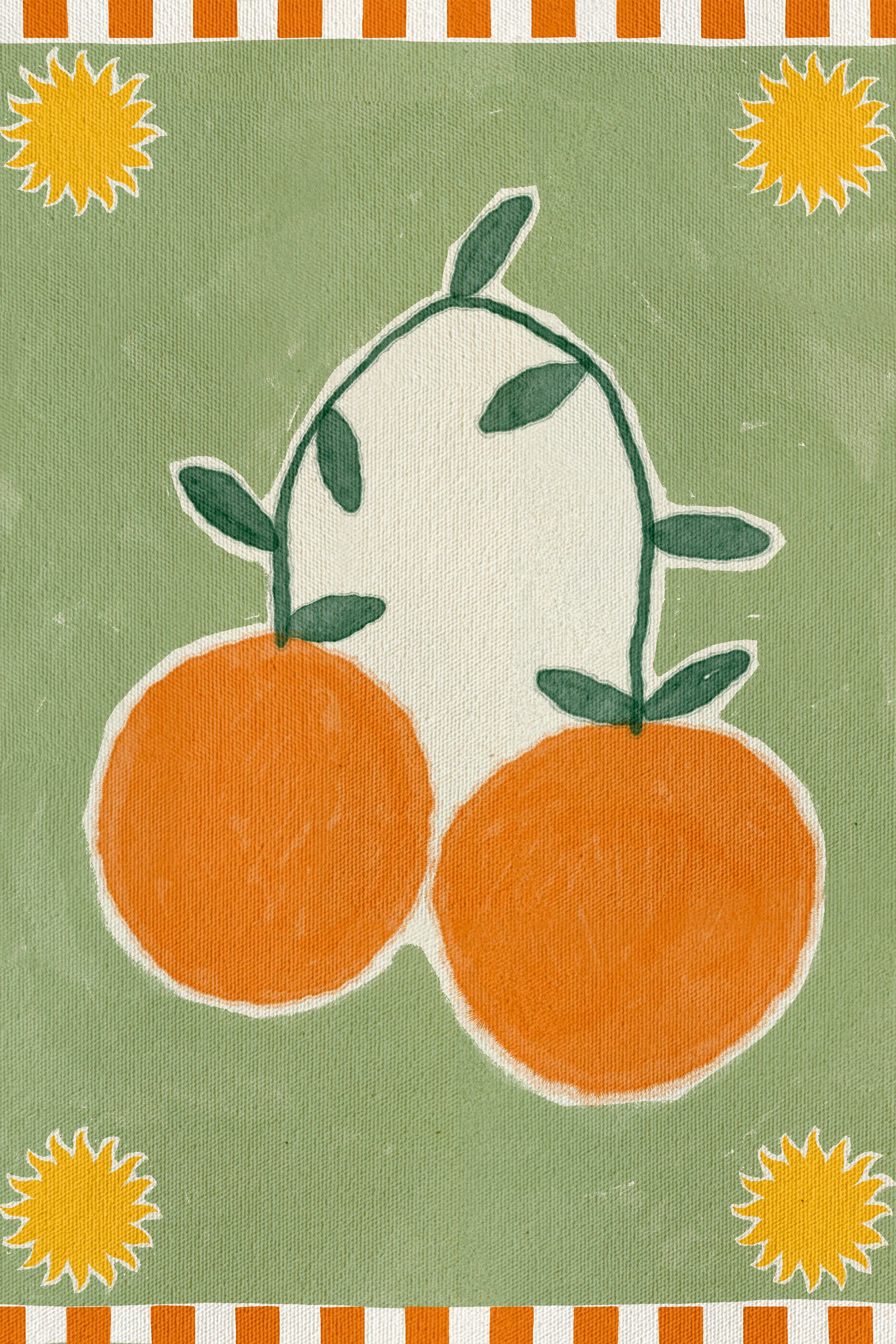 Orange Fruit On Green Background