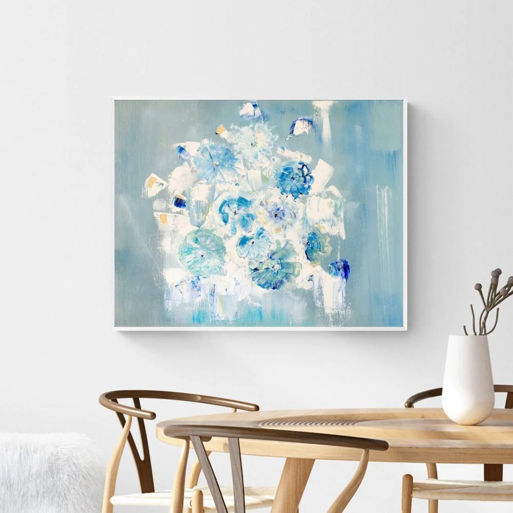 Pastel Blue Daisy'S, Hand-Painted Canvas - Image 4