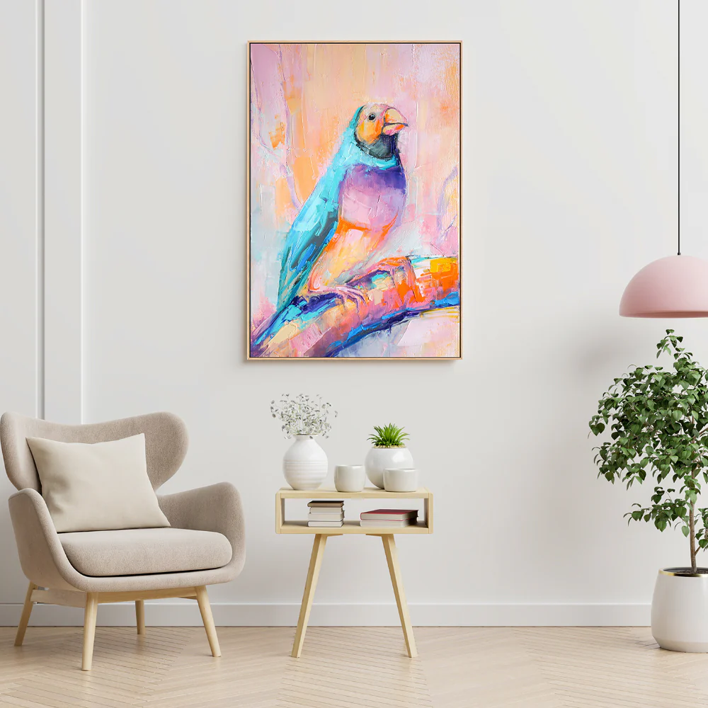 Pastel Coloured Bird, Style B , Hand-painted Canvas - Image 2