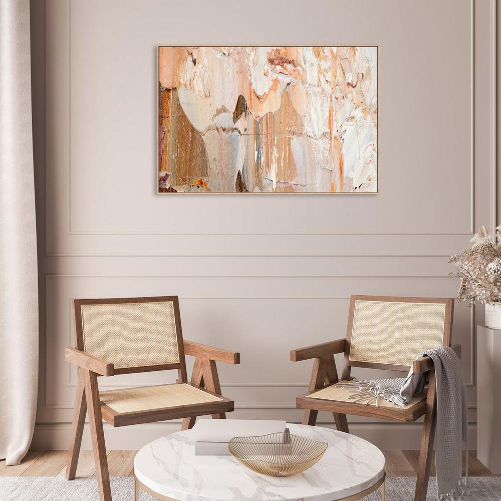 Peach and White Abstract , Hand-painted Canvas - Image 6