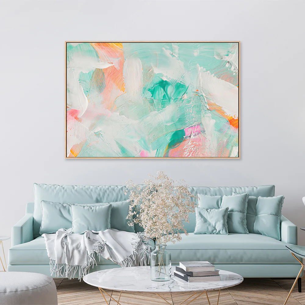 Peachy Green , Hand-painted Canvas - Image 2