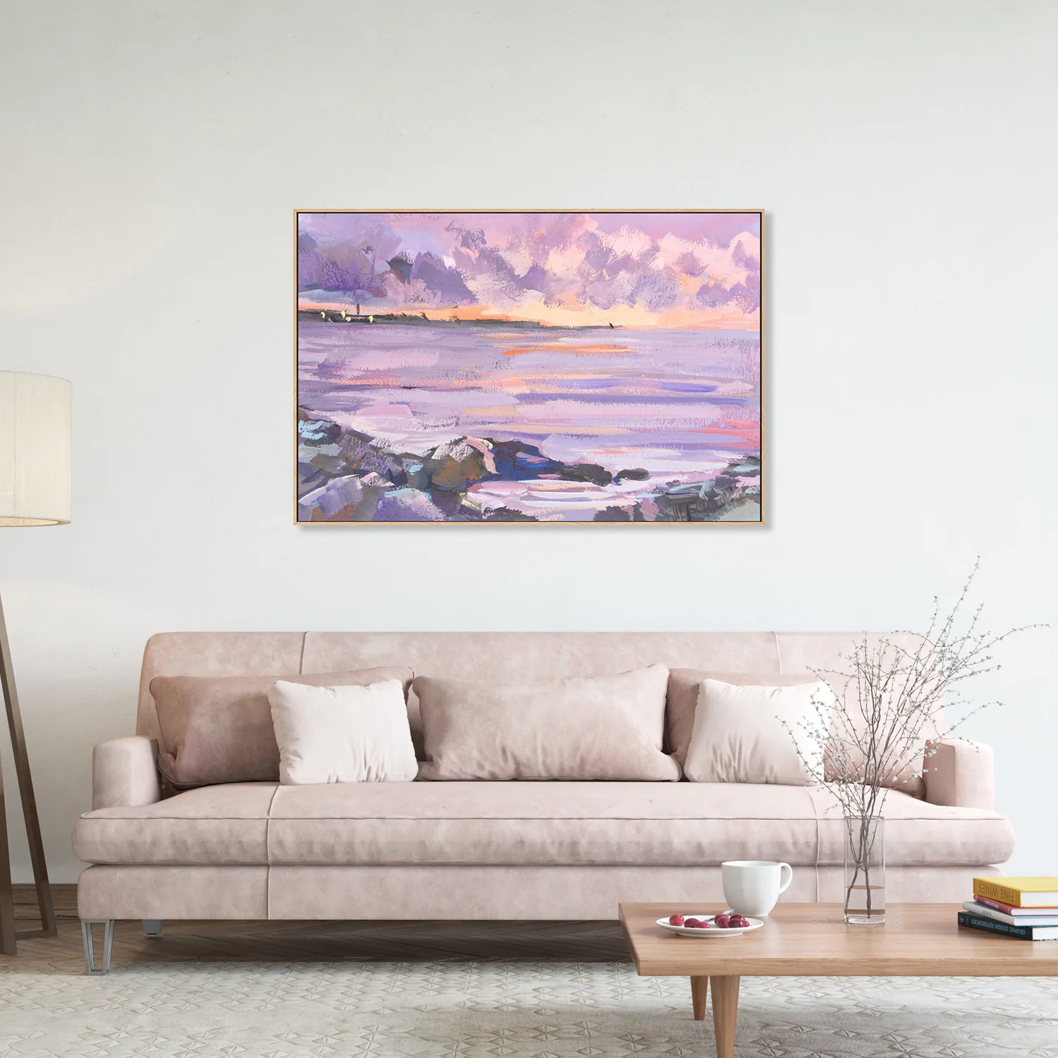 Peachy Violet Sunset , Hand-painted Canvas - Image 8