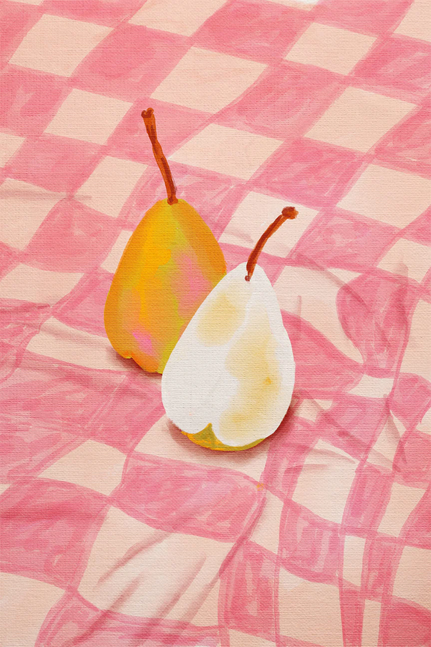 Pear On Checkerboard