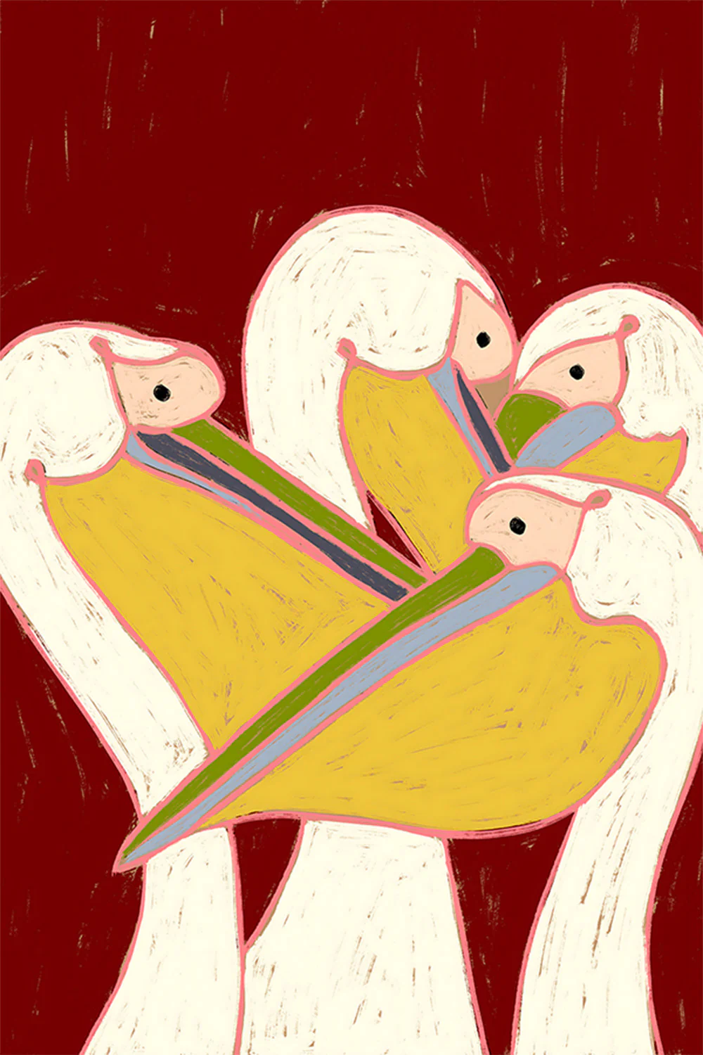 Pelicans of the Burgundy Sky