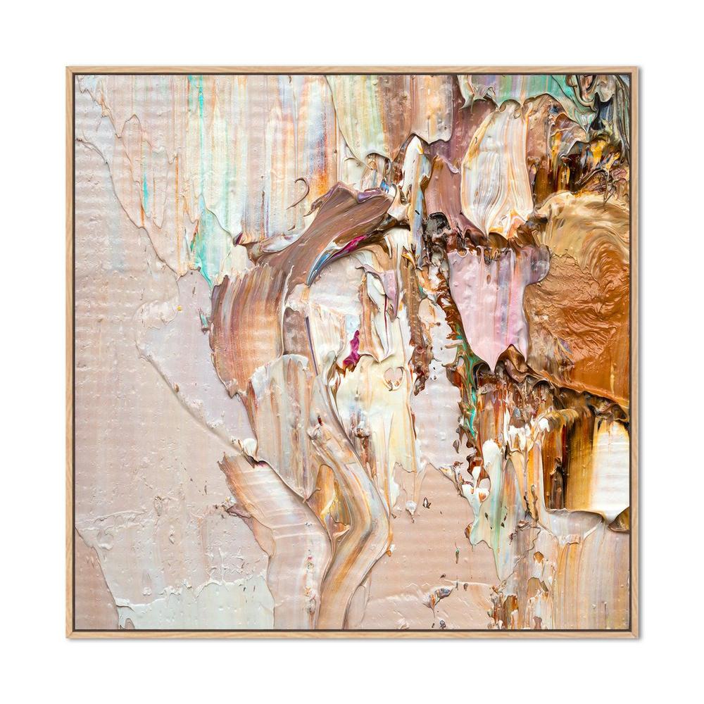 Pink and Mint Abstract , Hand-painted Canvas - Image 3