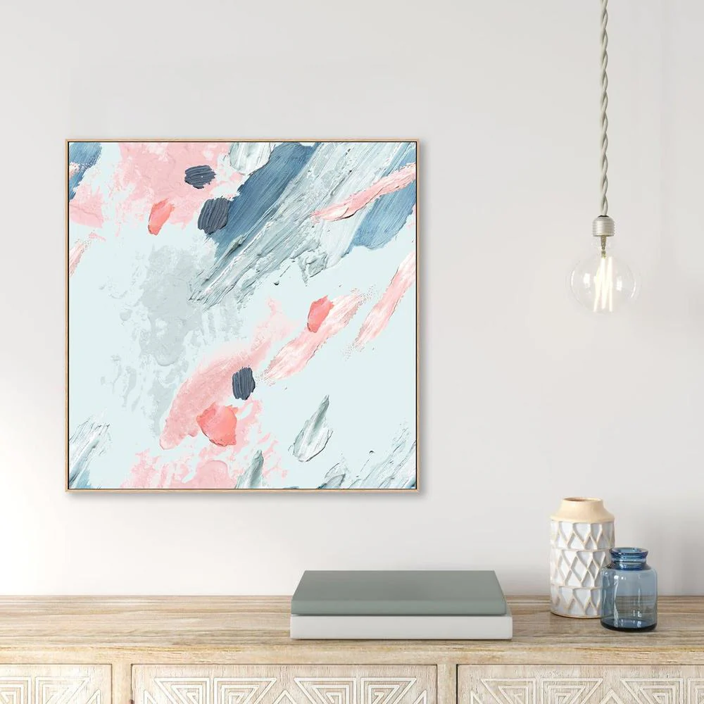 Pink and Mint Love , Hand-painted Canvas - Image 2