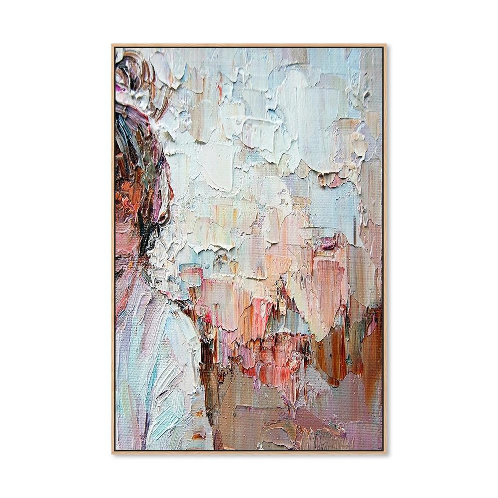 Pass By, Pink and pale Blue Abstract , Hand-painted Canvas - Image 3
