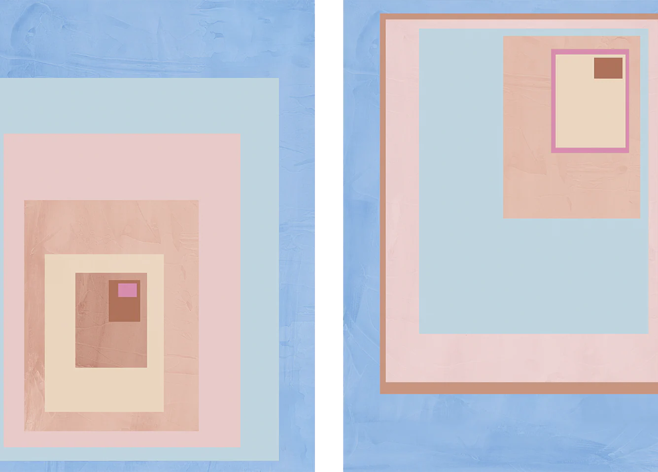 Pink Block Colour, Style A & B, Set Of 2