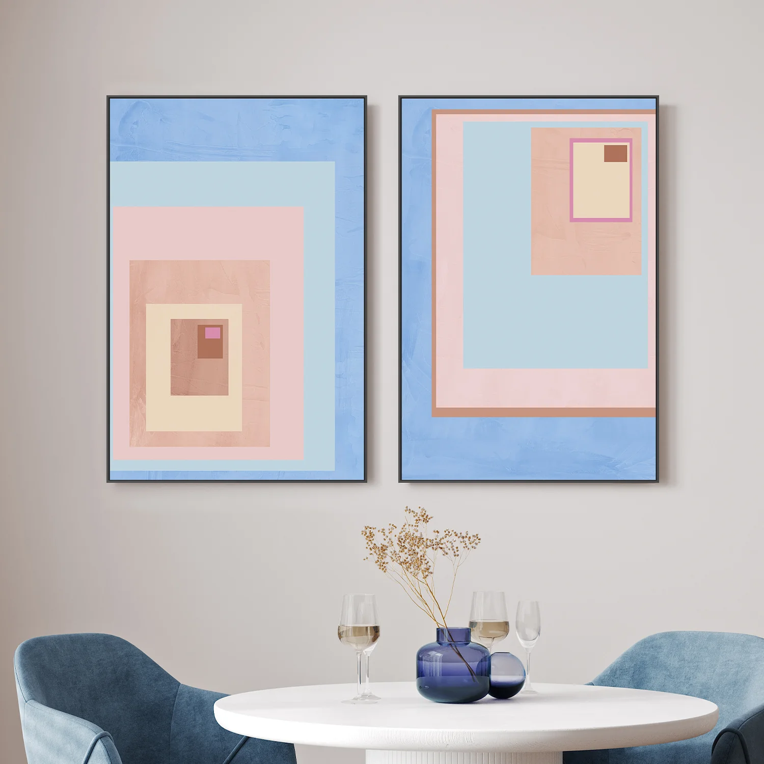 Pink Block Colour, Style A & B, Set Of 2 - Image 2
