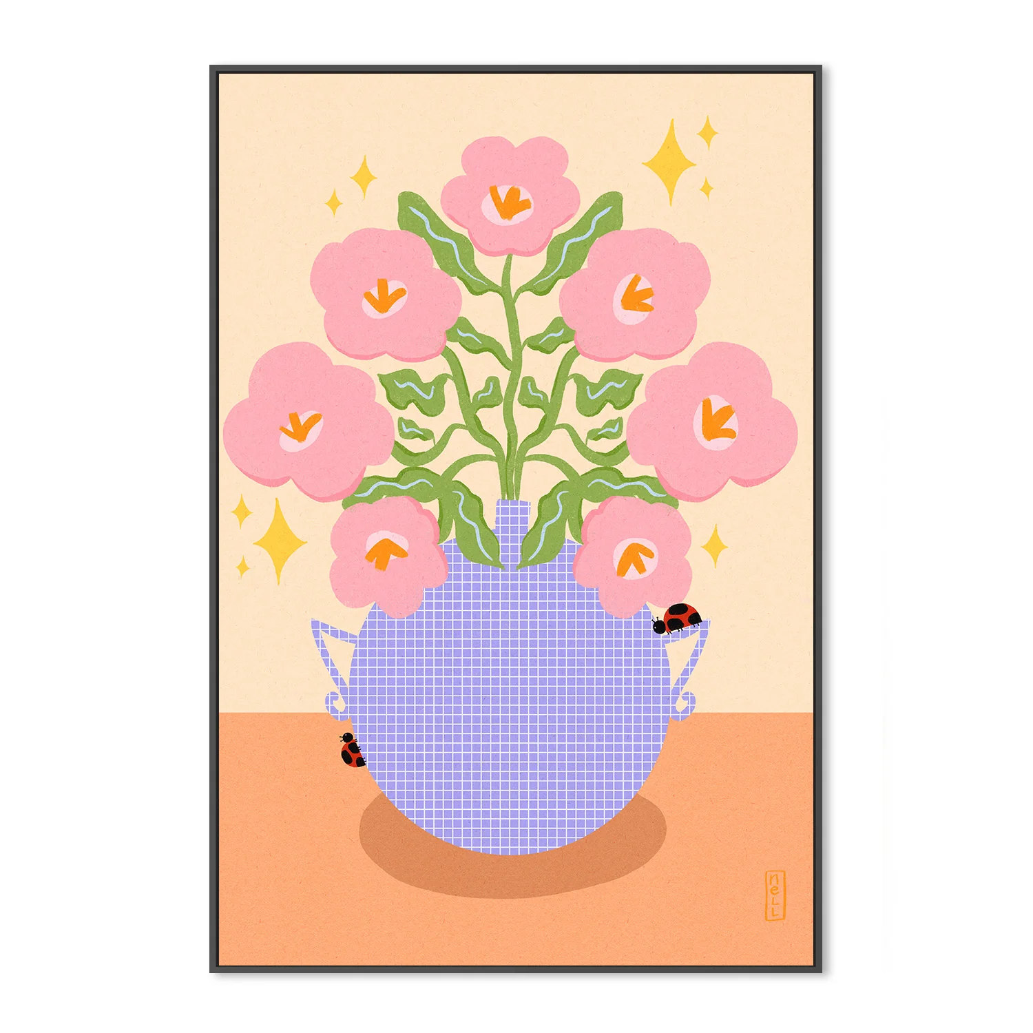 Pink Retro Flowers in a Vase Illustration - Image 3