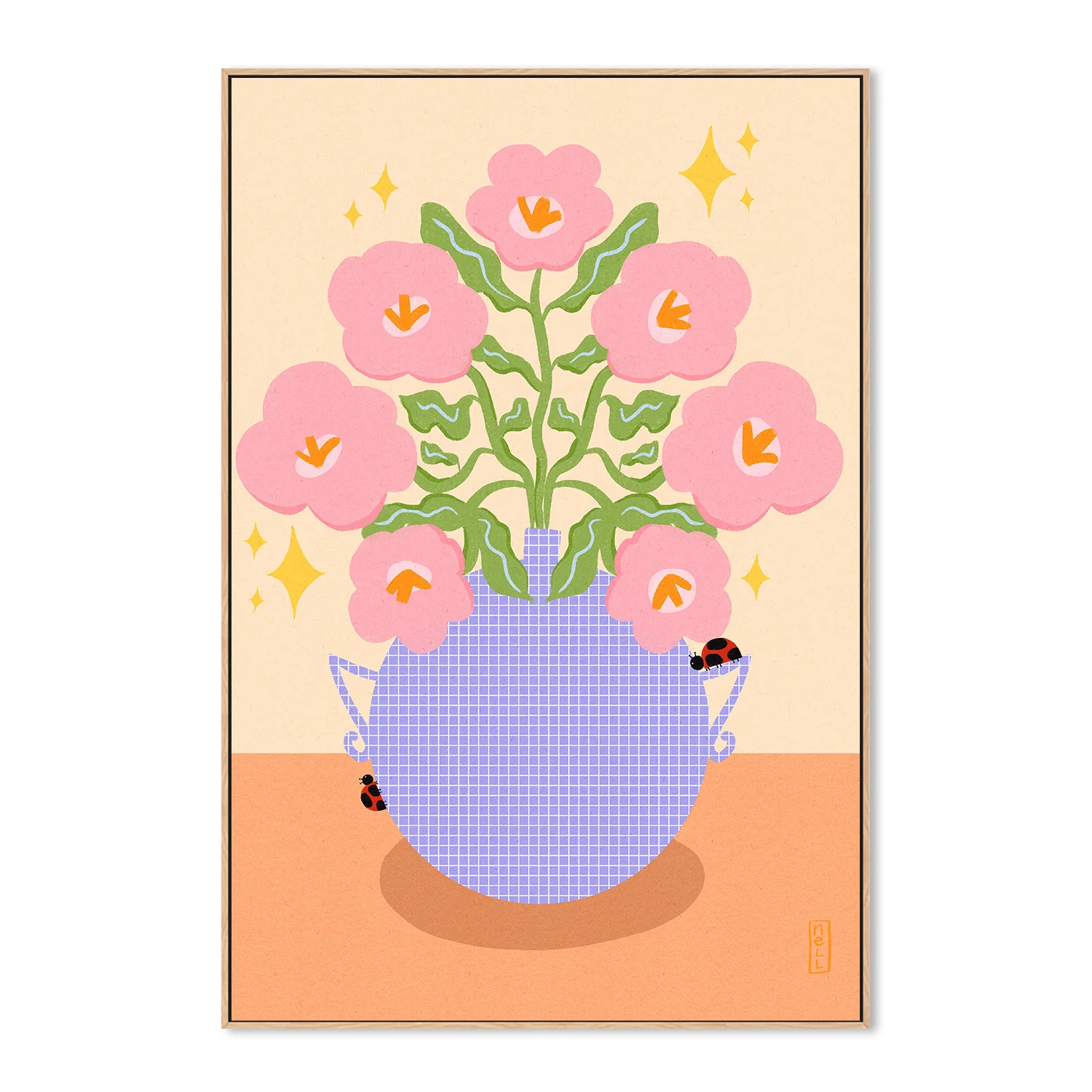 Pink Retro Flowers in a Vase Illustration - Image 4
