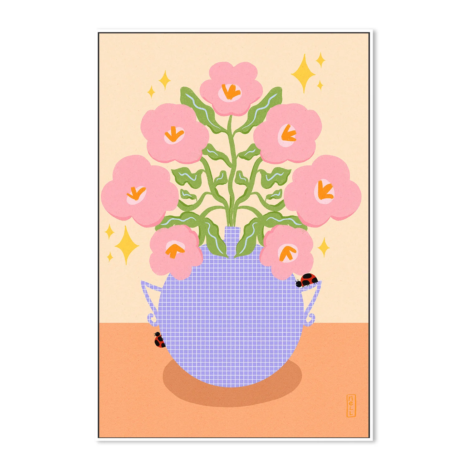 Pink Retro Flowers in a Vase Illustration - Image 5