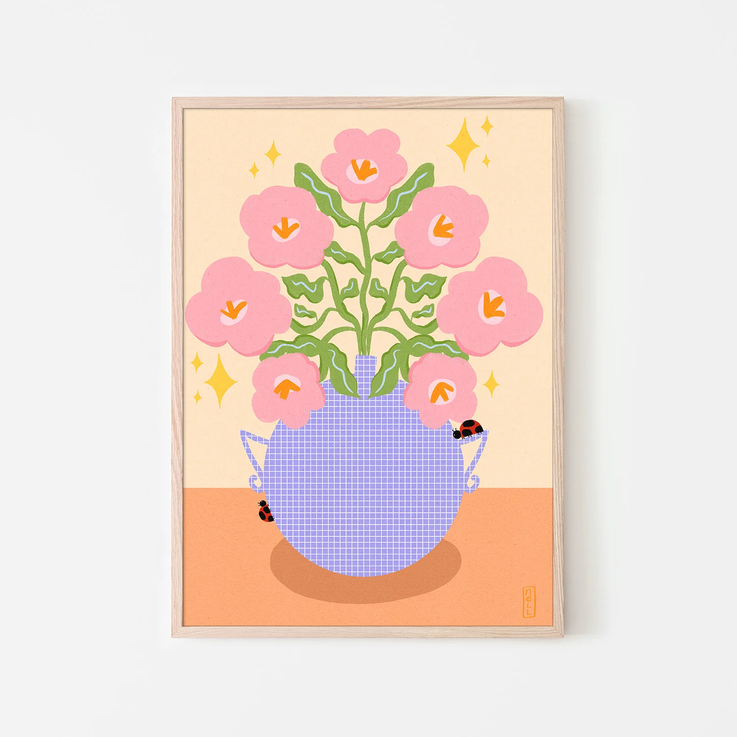 Pink Retro Flowers in a Vase Illustration - Image 6