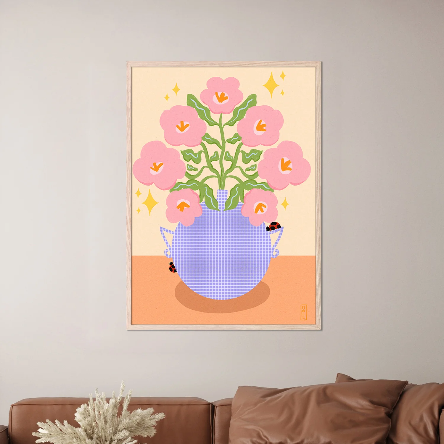 Pink Retro Flowers in a Vase Illustration - Image 7