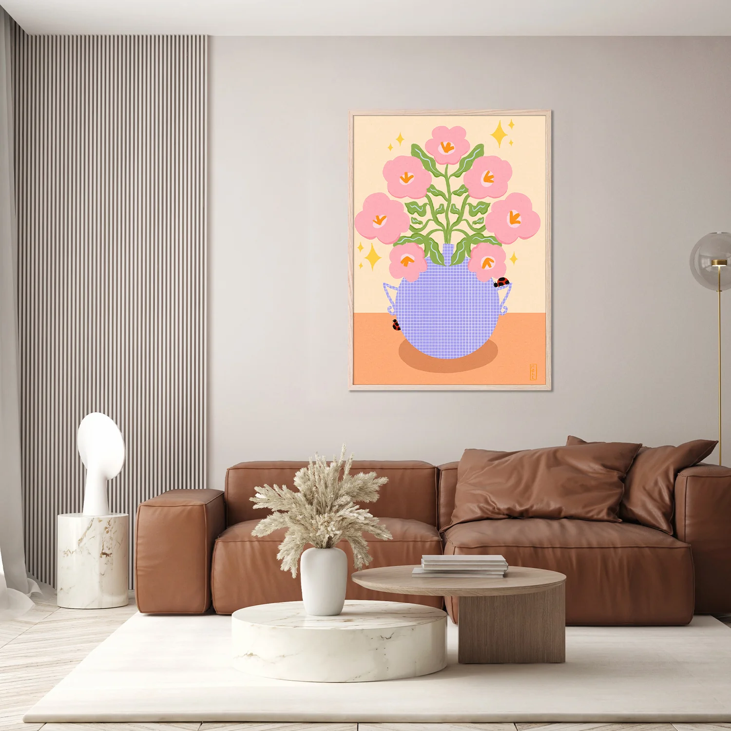 Pink Retro Flowers in a Vase Illustration - Image 8