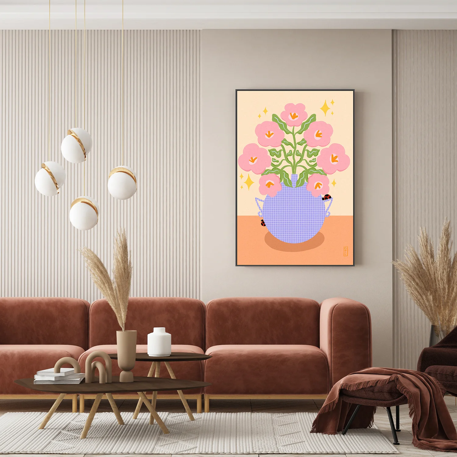 Pink Retro Flowers in a Vase Illustration - Image 9