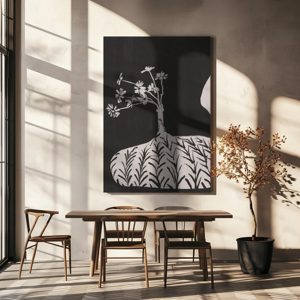 Plump Vase With Slender Flowers - Image 9