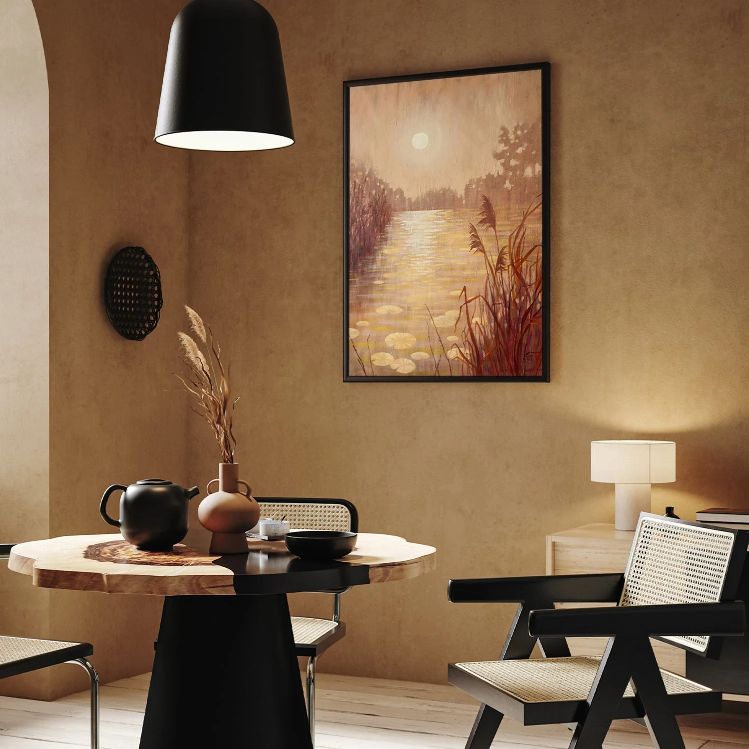 Pond With Reeds At Sunset - Image 9