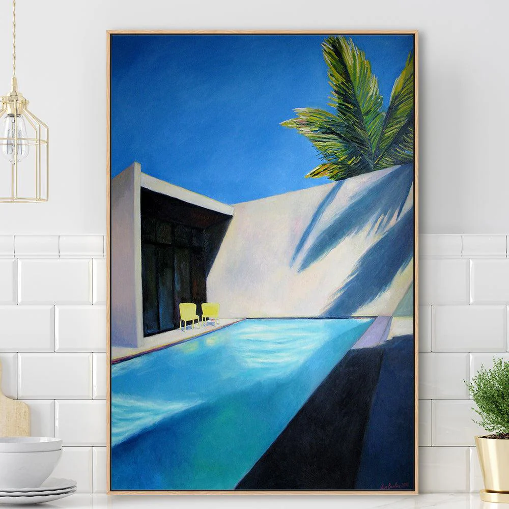 Pool and two yellow chairs - Image 2