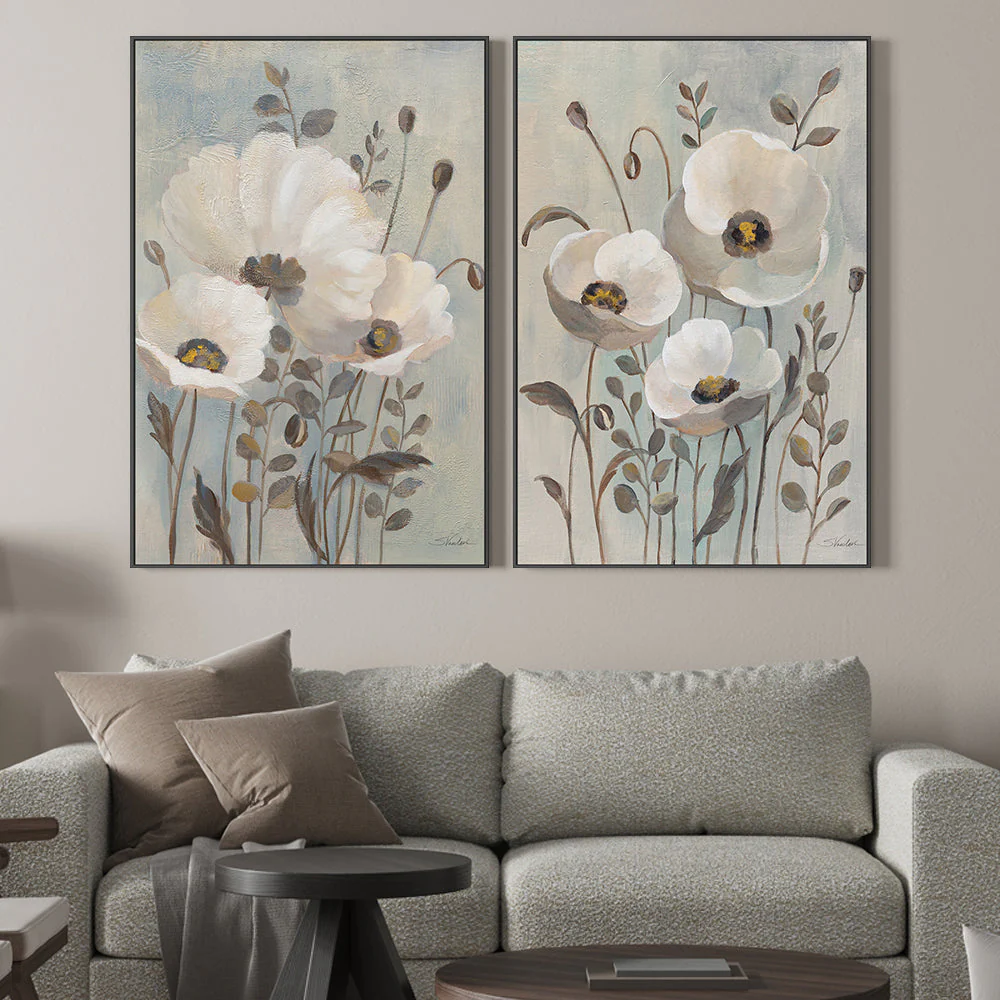 Poppies in Blue, Style A & B, Set Of 2 - Image 2