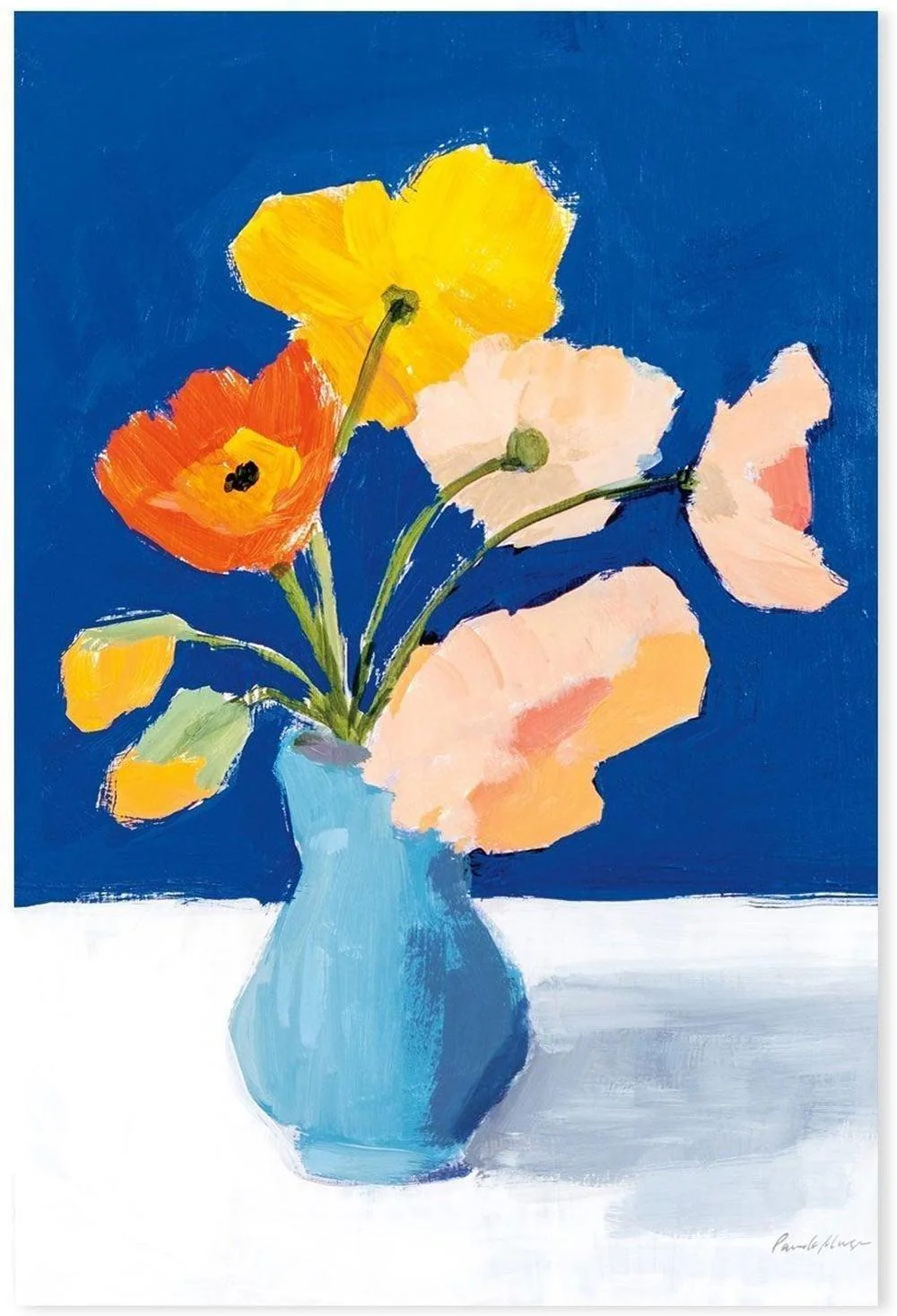 Poppies on Blue