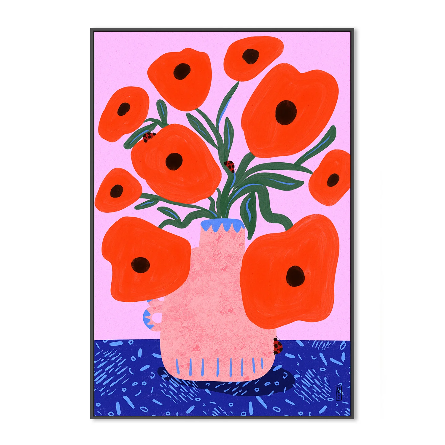 Red Poppies and Ladybirds Floral Illustration - Image 3