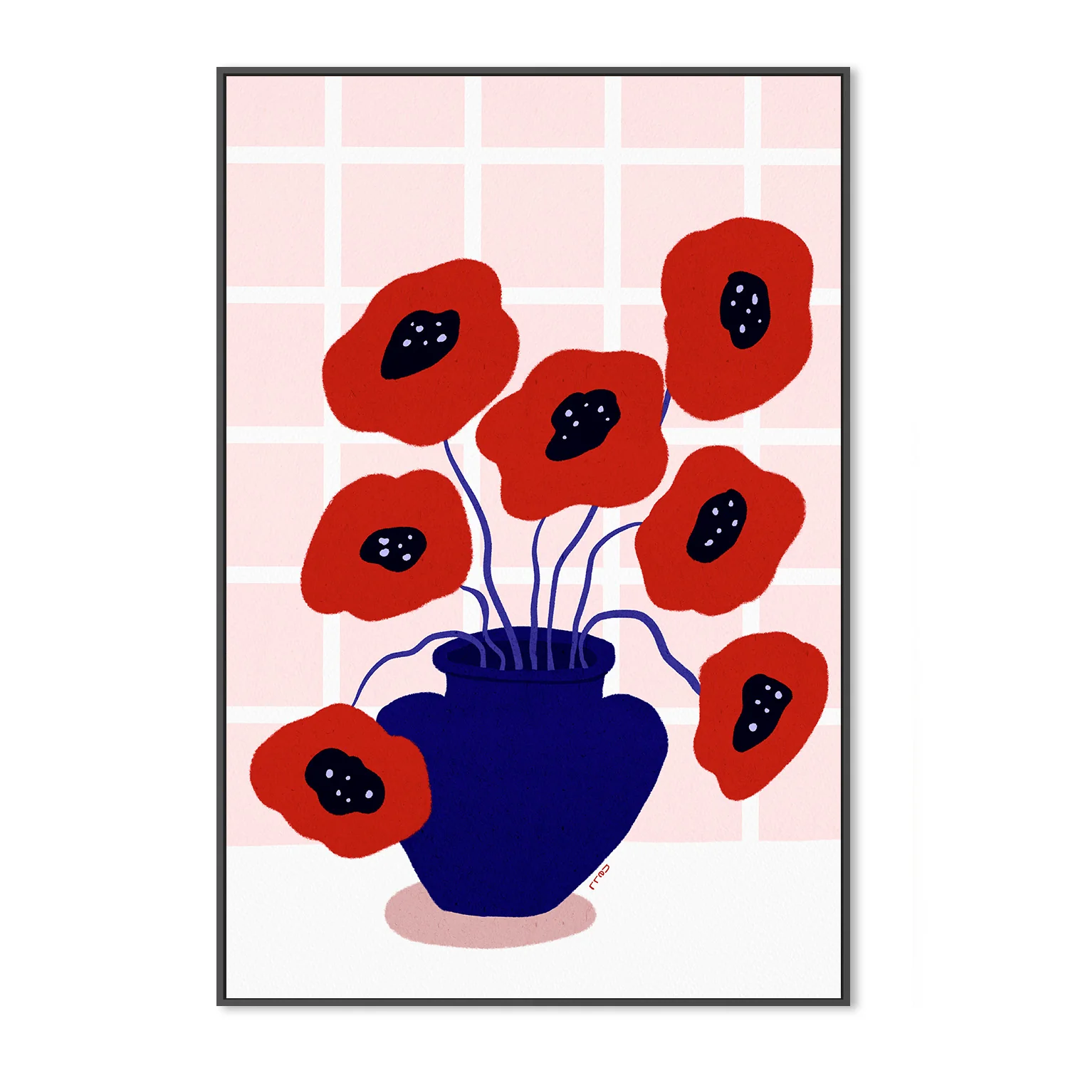 Red Poppies In a Vase Illustration - Image 3