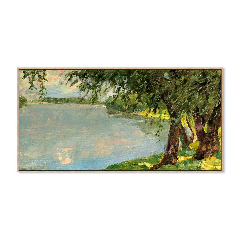Relaxed By The Lake , Hand-painted Canvas - Image 4