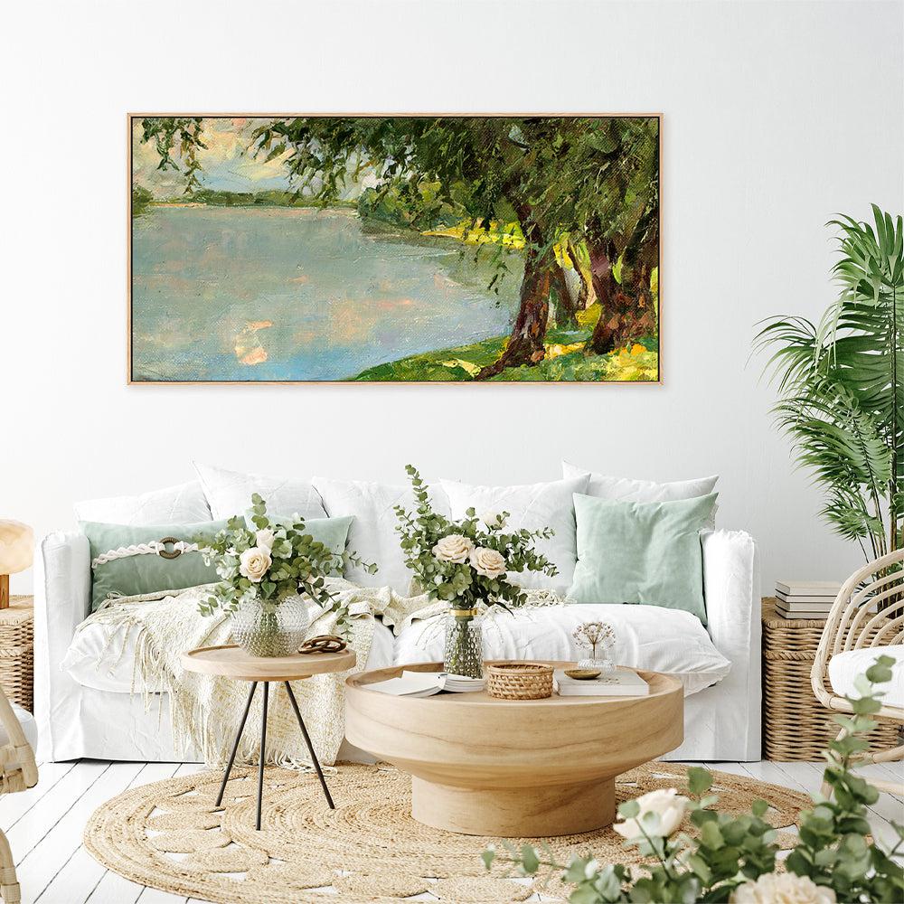 Relaxed By The Lake , Hand-painted Canvas - Image 6