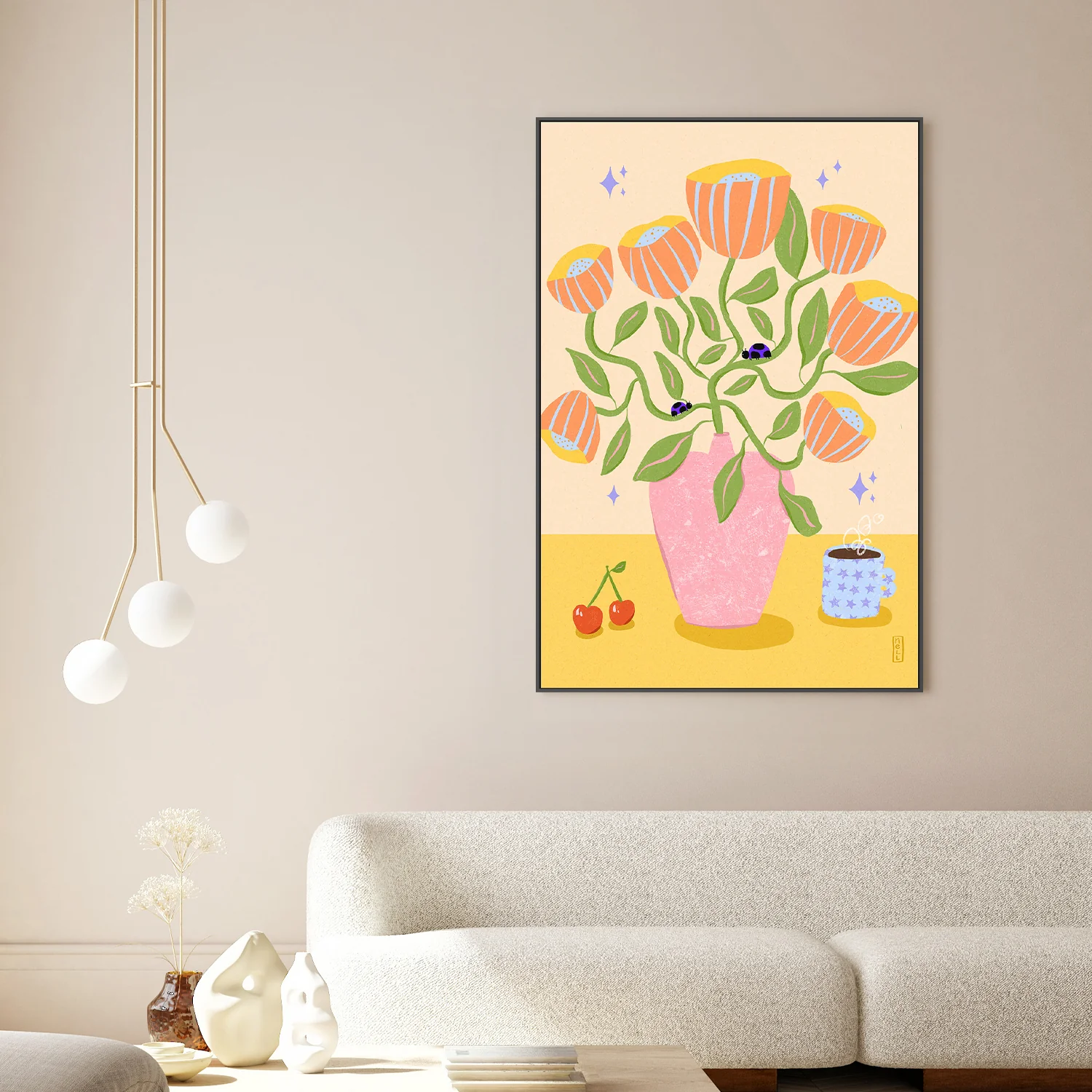 Retro Bell Flowers in a Vase Illustration - Image 2