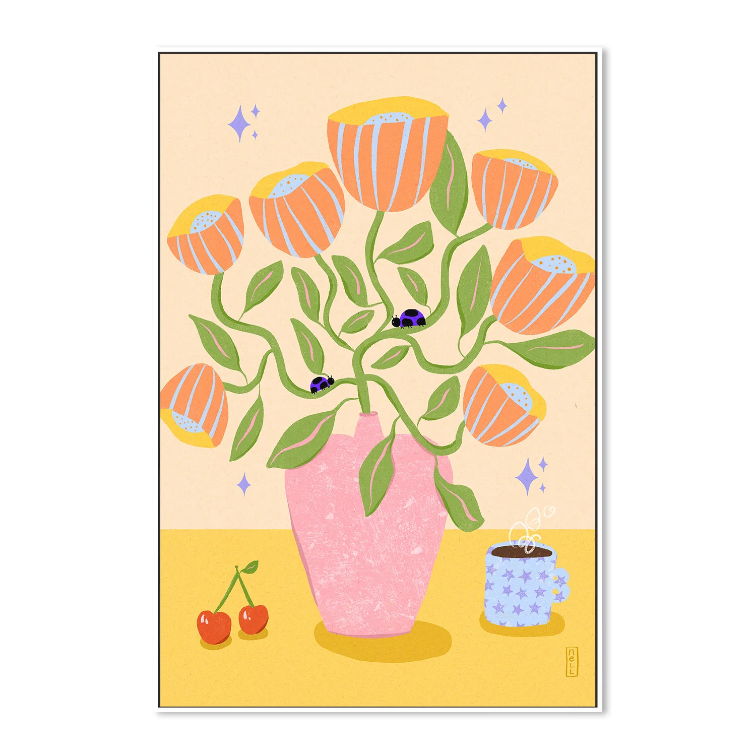 Retro Bell Flowers in a Vase Illustration - Image 5