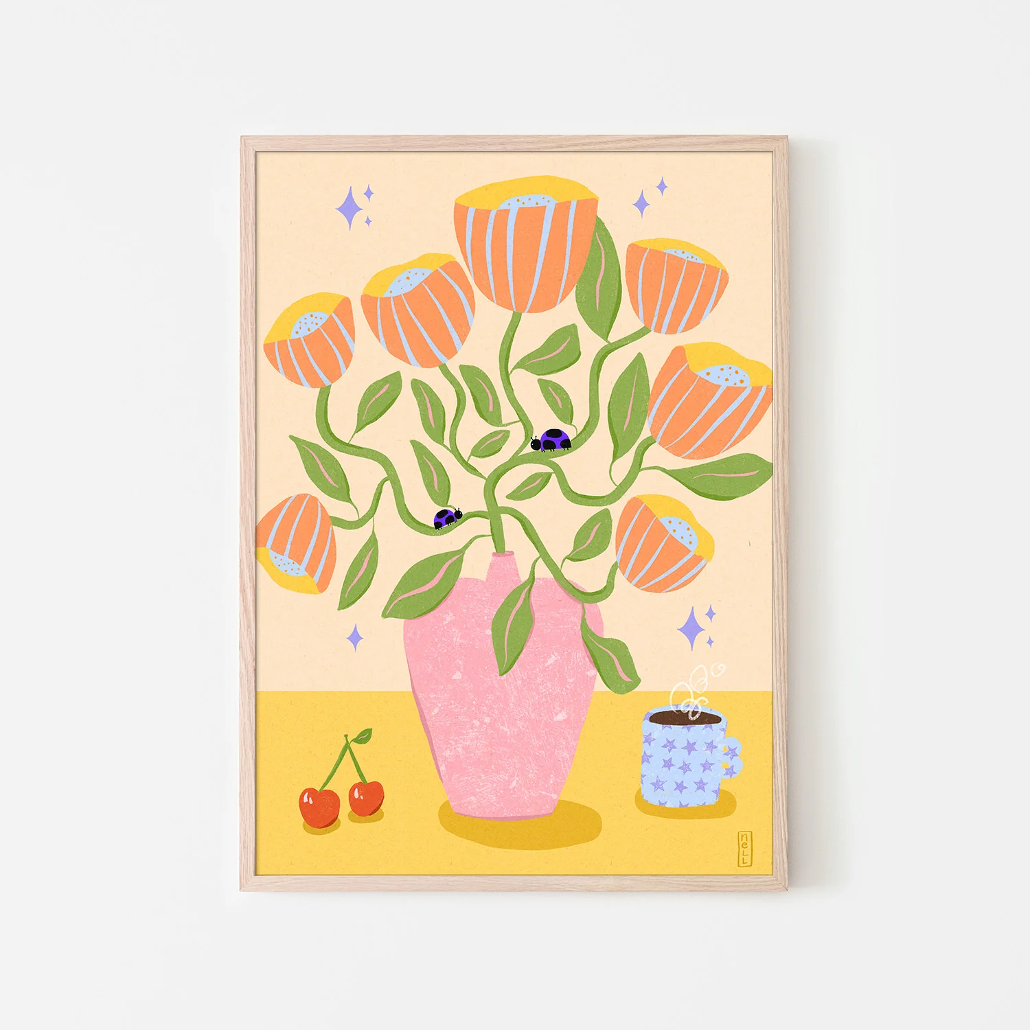Retro Bell Flowers in a Vase Illustration - Image 6