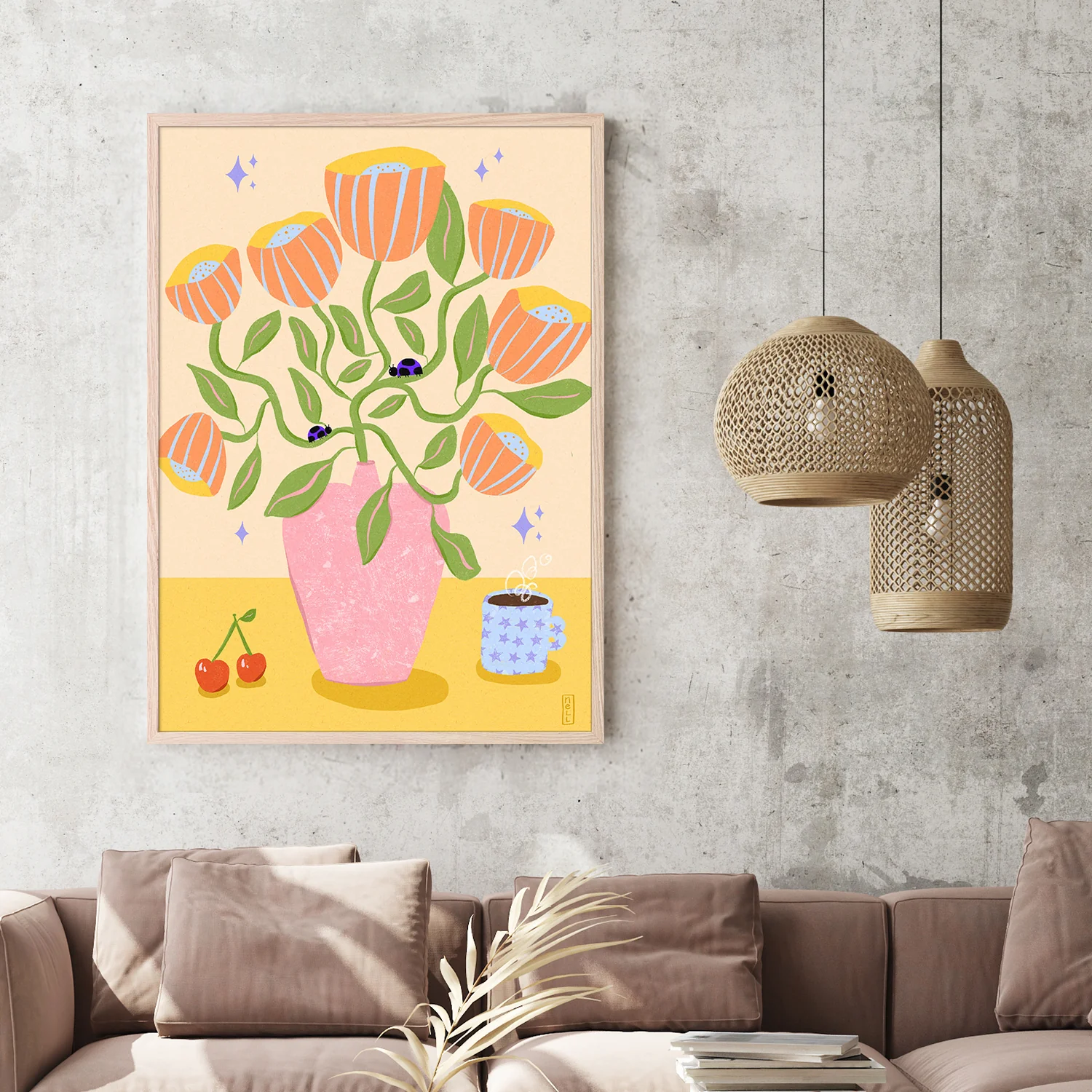 Retro Bell Flowers in a Vase Illustration - Image 7