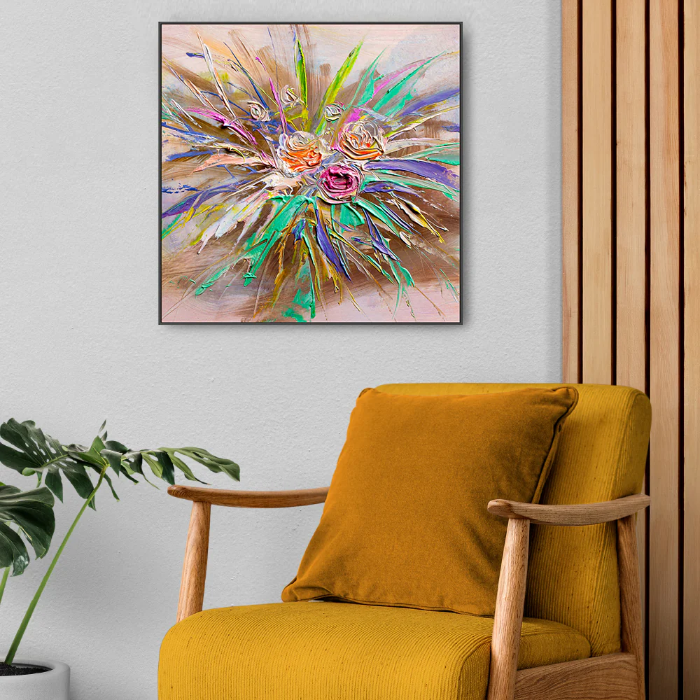 Rose Explosion , Hand-Painted Canvas - Image 2