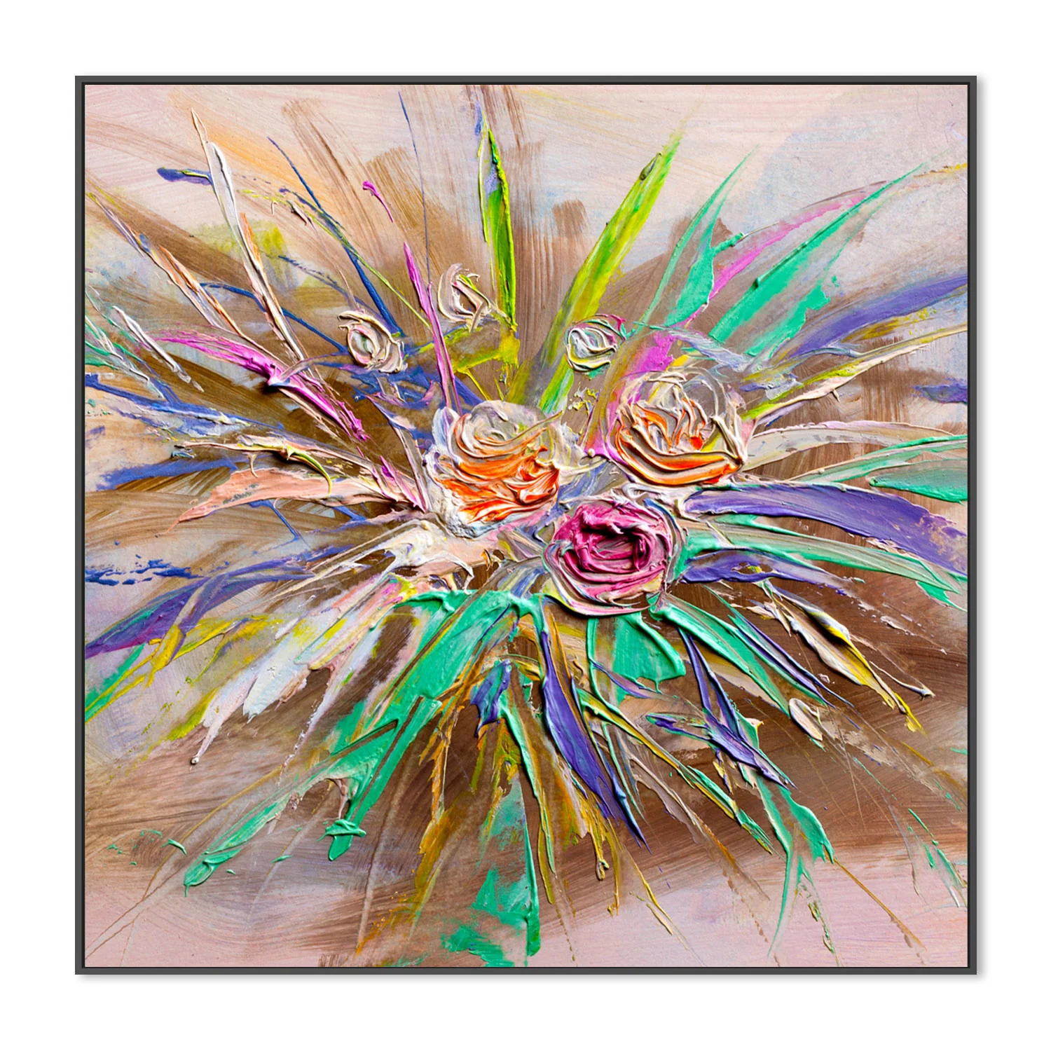 Rose Explosion , Hand-Painted Canvas - Image 3