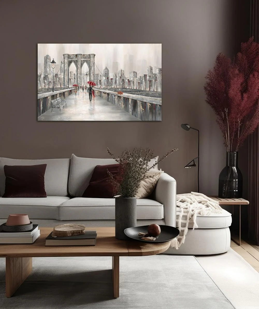 Roses, Brooklyn Bridge, Original Hand-Painted Canvas By Isabella Karolewicz - Image 3