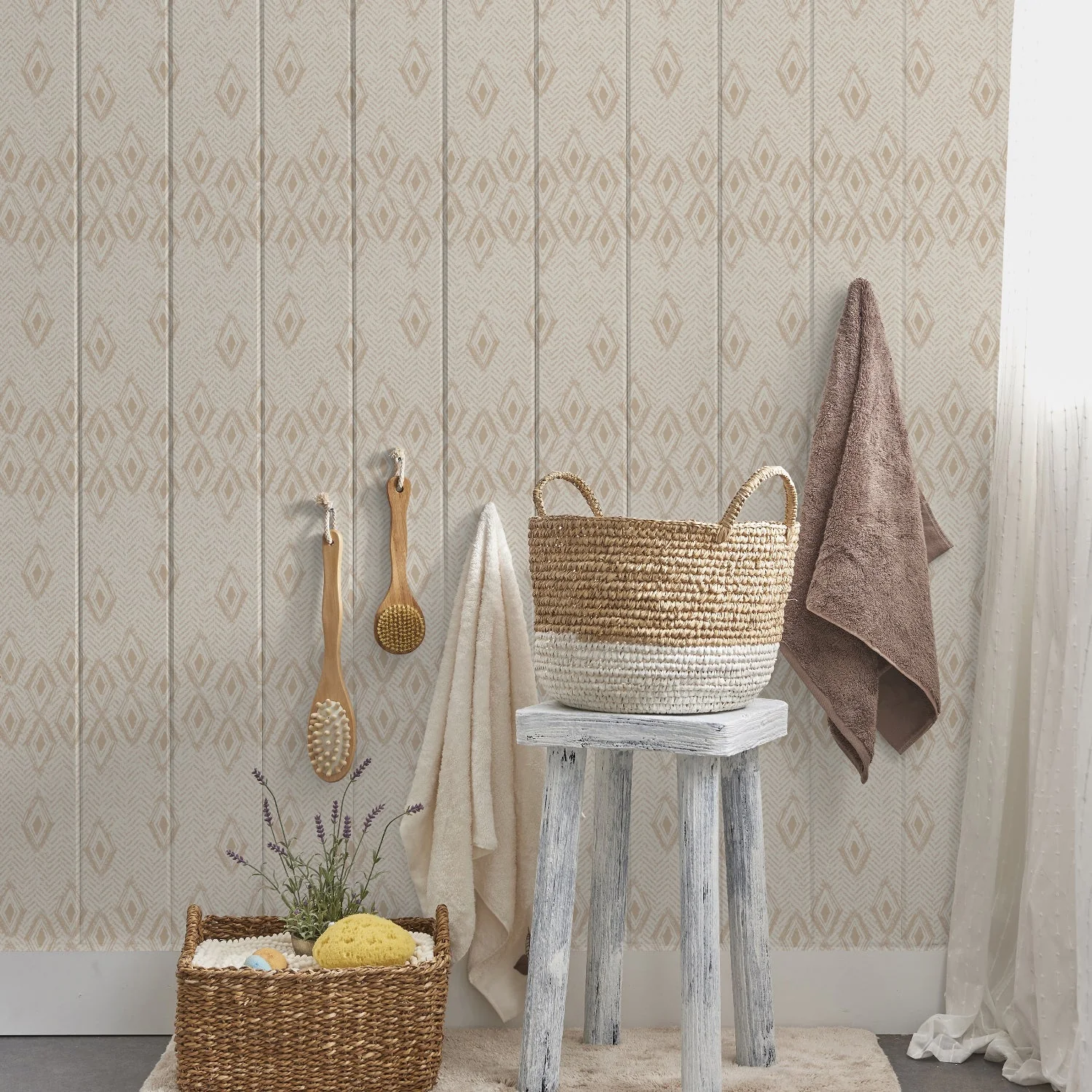 Rustic Diamond Chevron Natural, Wallpaper - Image 2