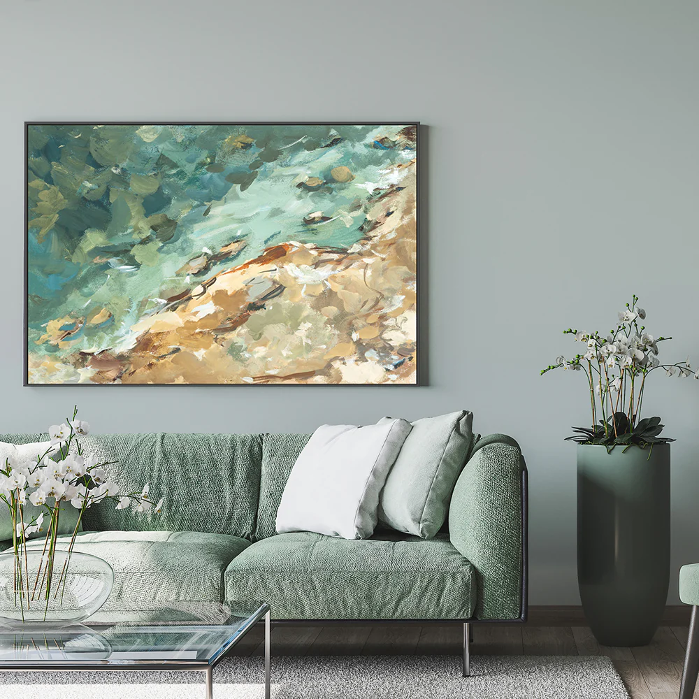 Sage And Brown Abstract , Hand-painted Canvas - Image 2