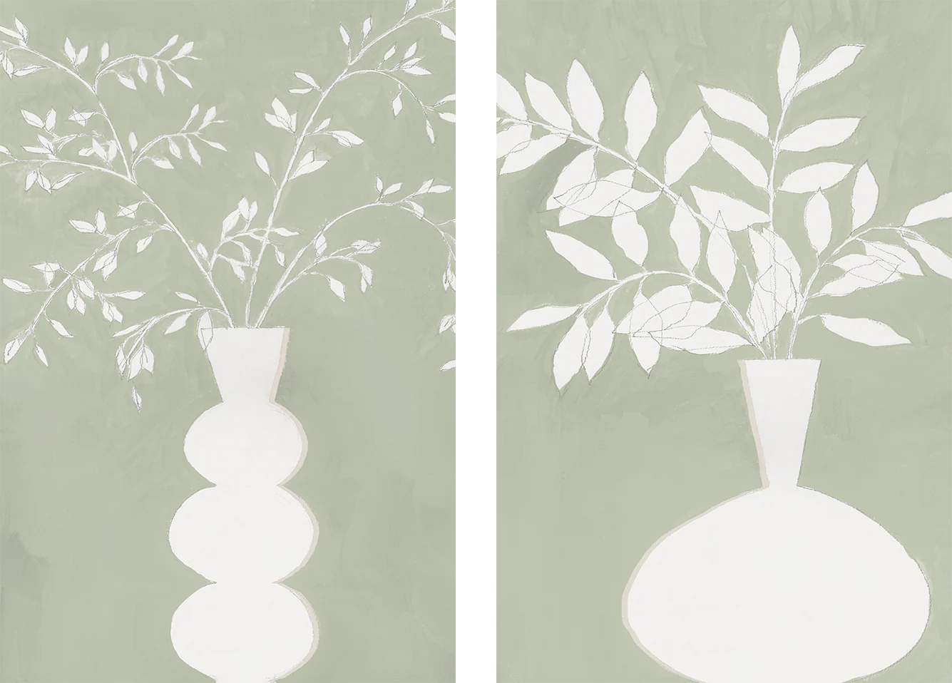 Sage Vase, Style A & B, Set Of 2