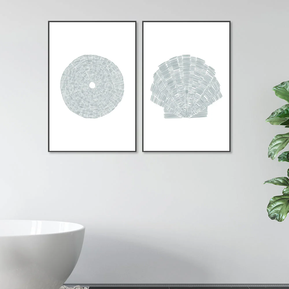 Sea Urchin and Deconstrated Scallop Shell , Set Of 2 - Image 2