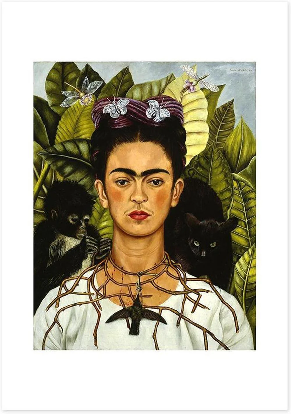 Self Portrait With Thorn Necklace And Hummingbird, By Frida Kahlo