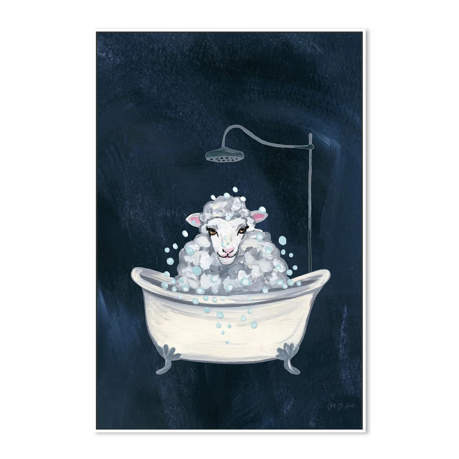 Sheep in Tub and Suds Texture Dark - Image 5